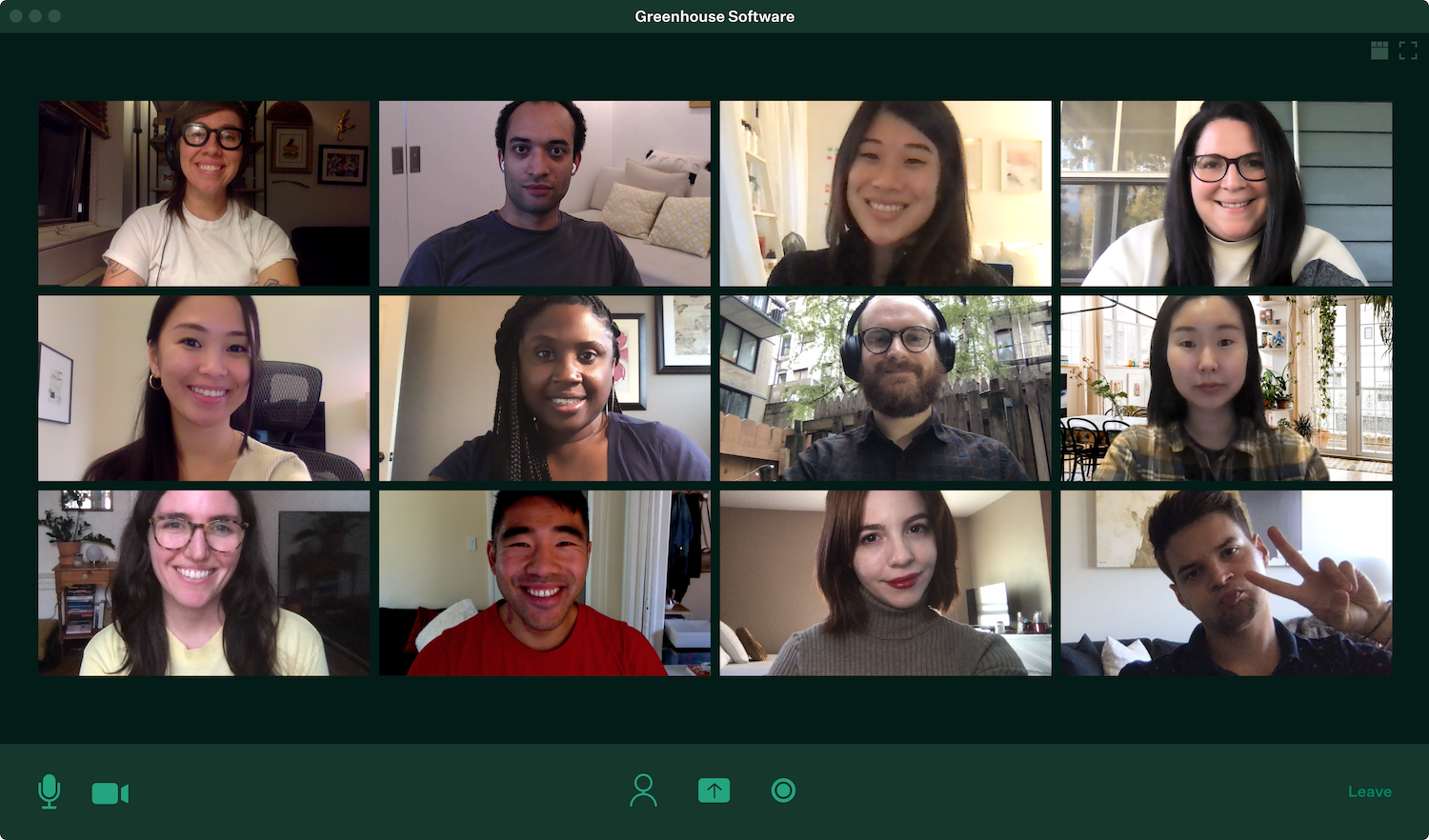 Snapshot of Greenhouse team video call faces on a grid