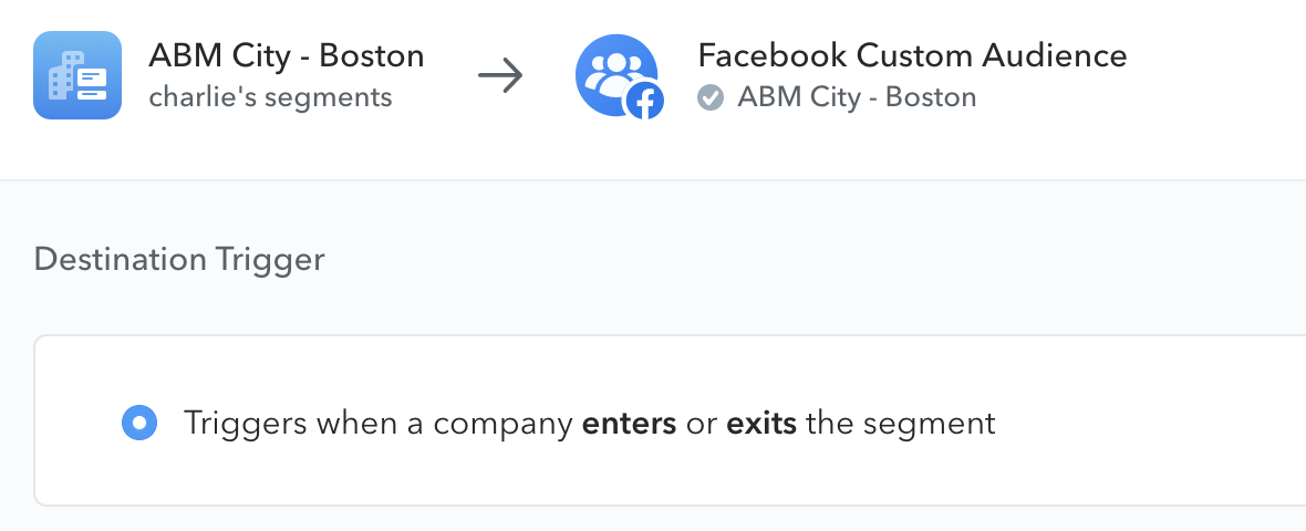 setup for sending one of Lattice's audiences to Facebook Custom Audience